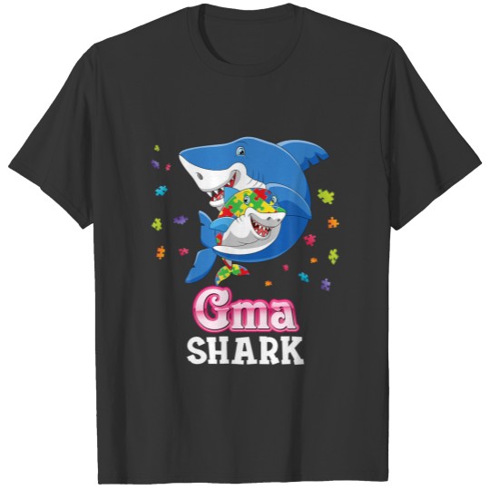 Gma Shark Autism Awareness Rainbow Puzzle Matching T-shirt