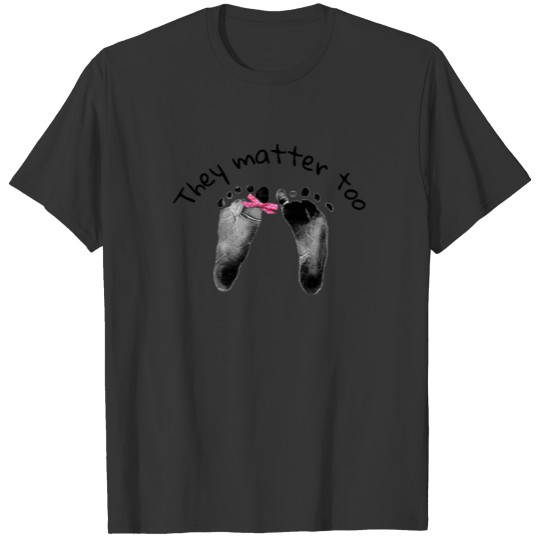 Pro-Life Baby Footprints with Pink Bow T-shirt
