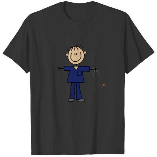 Male Stick Figure Nurse Medium Skin T-shirt
