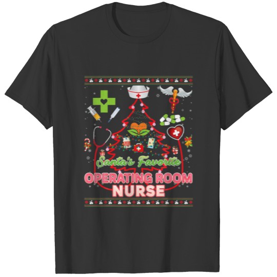 Santa's Favorite Operating Room Nurse Christmas Tr T-shirt