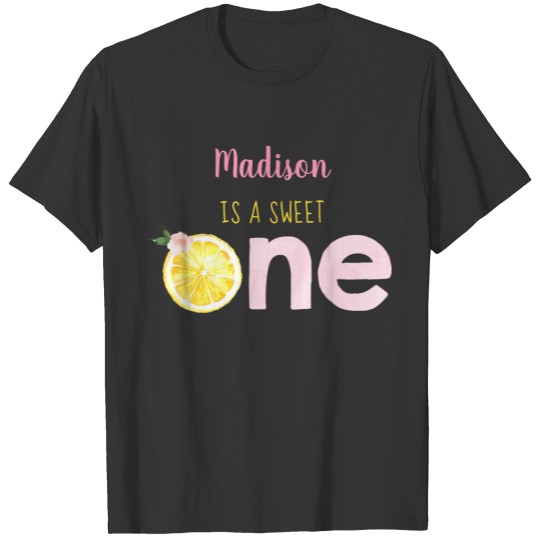 Lemon Pink Gold Floral First Birthday T-shirt