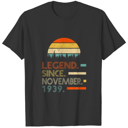 82 Years Old Retro Birthday Gift Legend Since Nove T-shirt