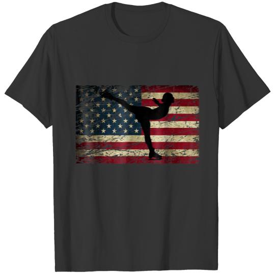 American Flag Figure Skater Ice Skating Sweat T-shirt