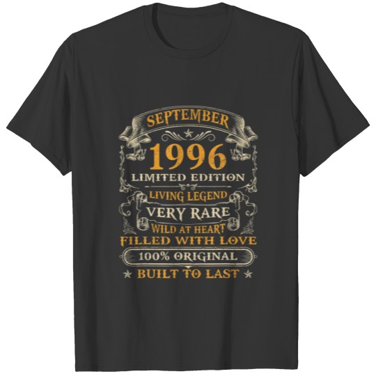 26Th Birthday Gift 26 Years Old Retro Vintage Sept T-shirt