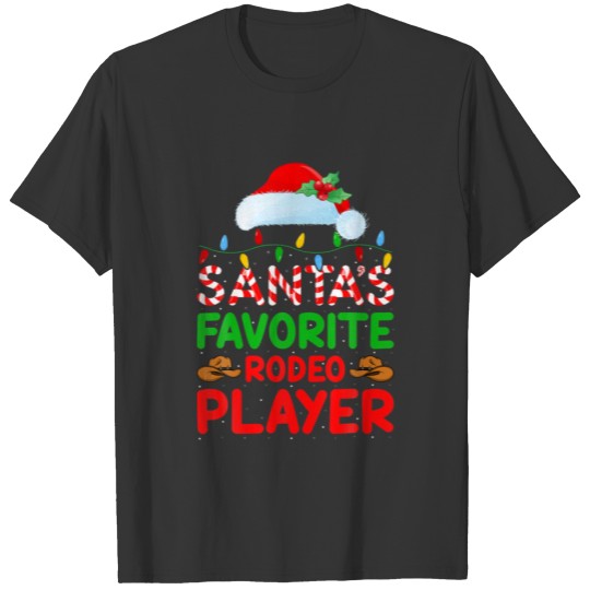 Xmas Lighting Santa's Favorite Rodeo Player Christ T-shirt