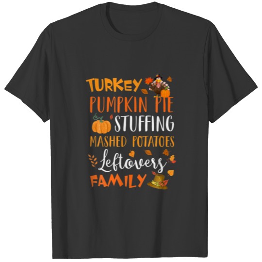Cute Turkey Thanksgiving Family Turkey Pumpkin Pie T-shirt