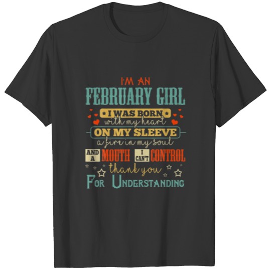 February Girl Funny Birthday Retro Vintage T-shirt