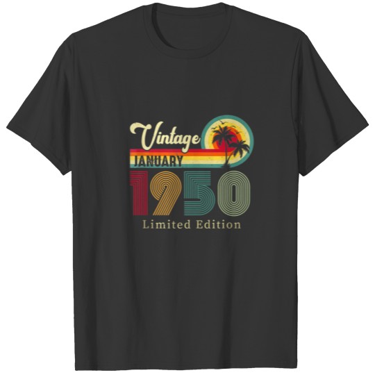 Vintage July 1950 Birthday On The Beach 72Nd T-shirt