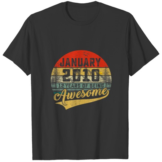 Vintage Retro January 2010 12Th Birthday Gift 12 Y T-shirt