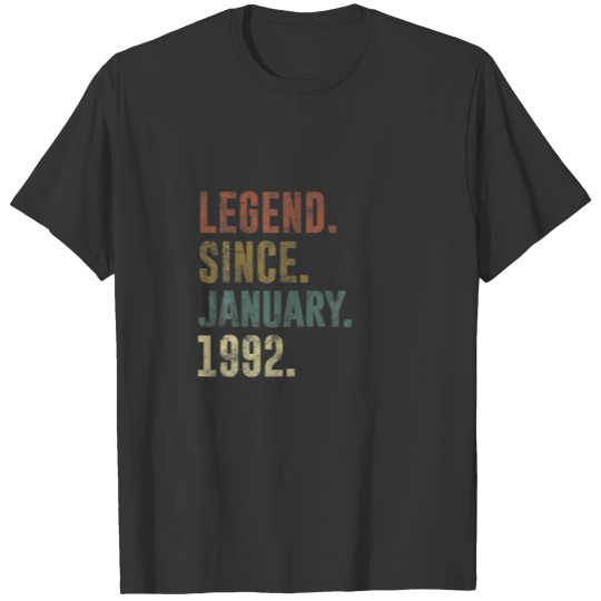 30Th Birthday Vintage Legend Since January 1992 Re T-shirt