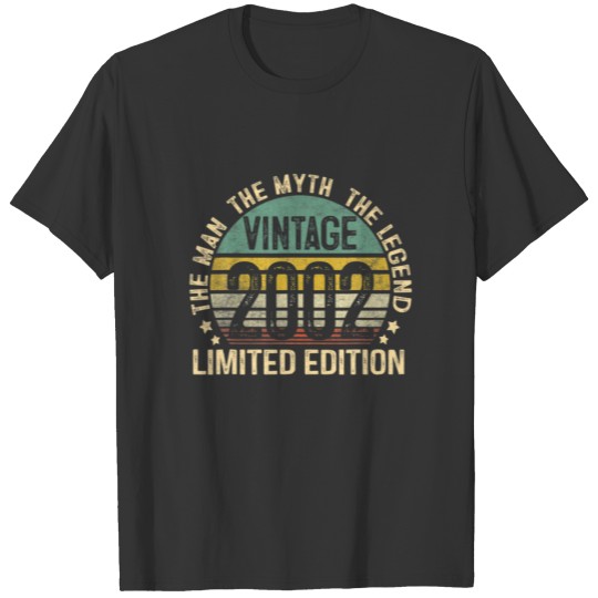 Mens 20Th Gift Vintage 2002 The Man Myth Legend 20 T-shirt