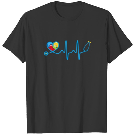 Autism Nurse Puzzle Stethoscope Heart Autism Aware T-shirt