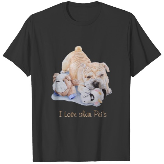 cute puppy shar pei dog portrait with fun slogan T-shirt