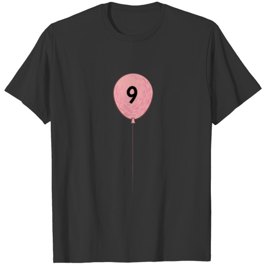 Nine Birthday with Pink Balloon T-shirt