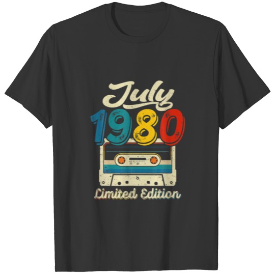 Vintage July 1980 Cassette Tape 41St Birthday Deco T-shirt