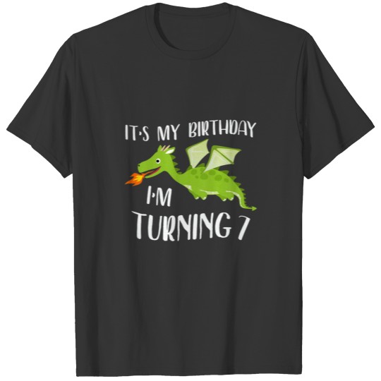 Kids It's My Birthday Dragon I'm Turning 7 Years O T-shirt
