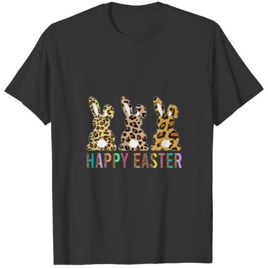 Western Leopard Cowhide Turquoise Bunnies Happy Ea T-shirt