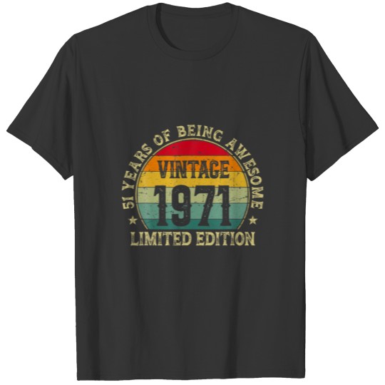 Vintage 1971 Retro 51St Bday Party Men Women 51 Ye T-shirt