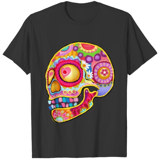 Colorful Sugar Skull  - Art by Thaneeya T-shirt