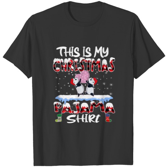This Is My Christmas Pajama Panda Couple Xmas Fami T-shirt