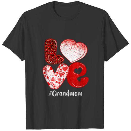 Heart Love Grandmom Leopard Funny Valentines Match T-shirt