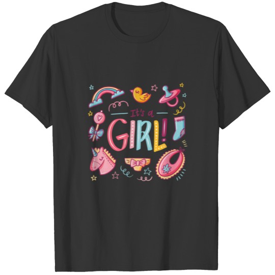 It's A Girl Gender Reveal Baby Shower Party T-shirt
