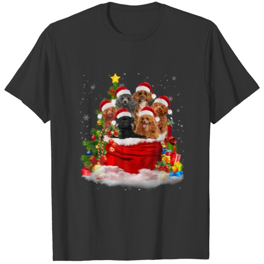 Poodle Christmas Santa Claus Bag Christmas Pajama T-shirt