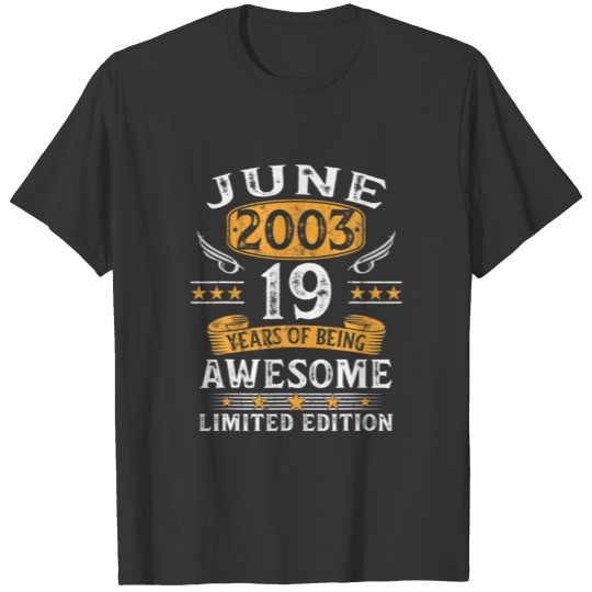 June 2003 Vintage 19Th Birthday 19 Year Old Gifts T-shirt