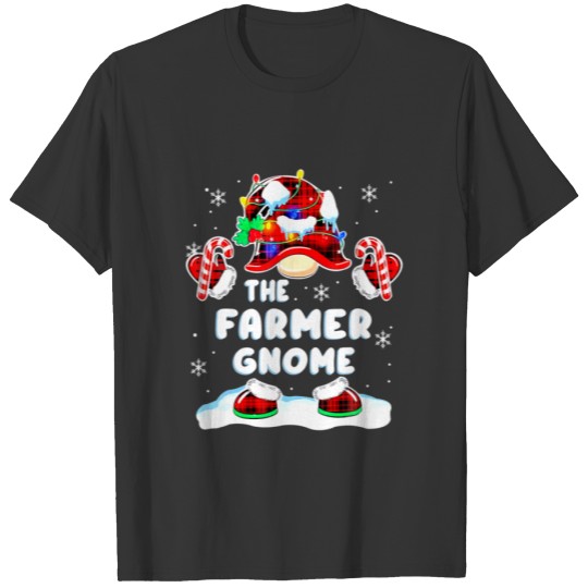 Farmer Gnome Gnomies Red Plaid Matching Family Chr T-shirt