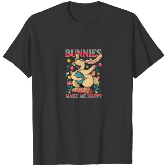 Womens Bunnies Make Me Happy Easter Outfit Easter T-shirt