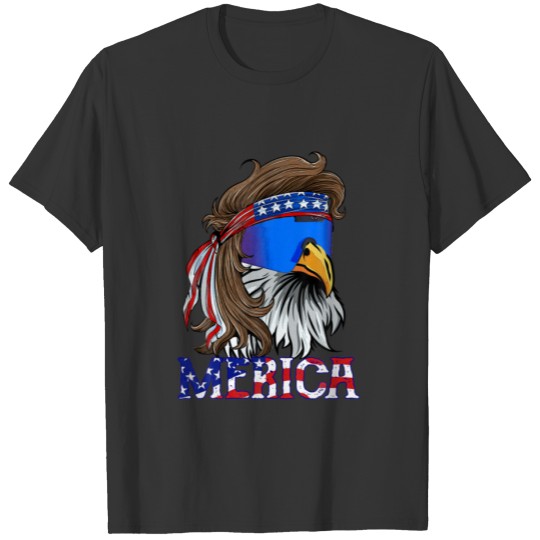 Mens Merica Eagle Mullet American Flag USA Men 4Th T-shirt