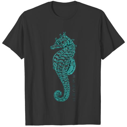 BEACHY SEAHORSE PRINT IN TEAL T-shirt