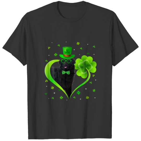 Funny Newfoundland Dog Cute Heart Shamrock Patrick T-shirt