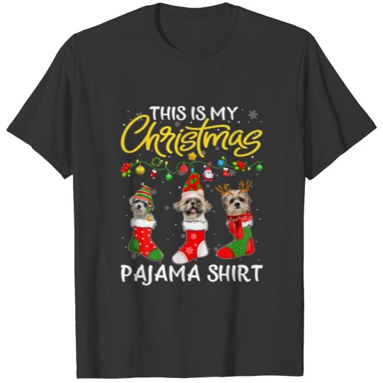 This Is My Christmas Pajama Shih Tzu Dog Xmas Ligh T-shirt