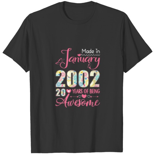Womens Made In January 2002 20Th Birthday January T-shirt