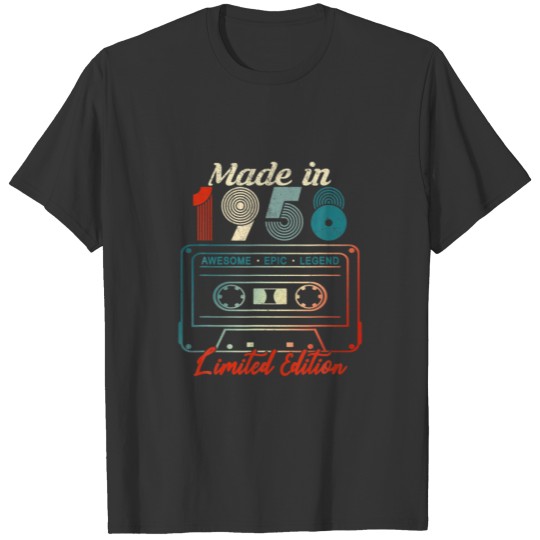 64 Birthday Gifts Year Old Made In 1958 Cassette T T-shirt