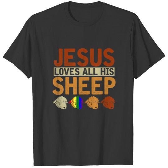 Jesus Loves All His Sheep Christianity Rainbow LGB T-shirt