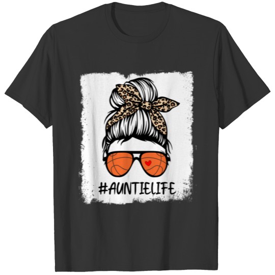 Bleached Basketball Auntie Life Leopard Messy Bun Sleeveless T-shirt