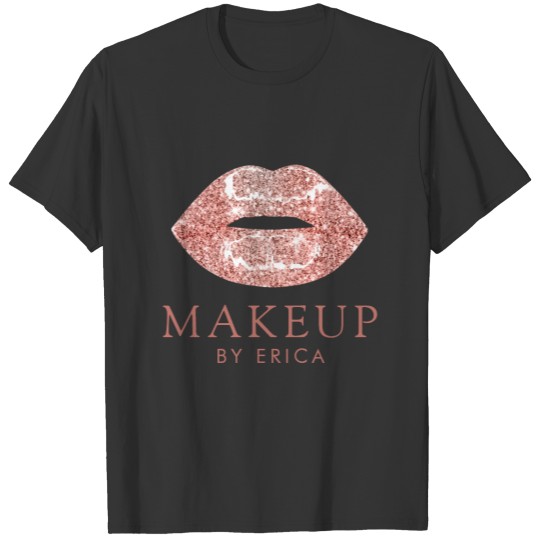 Makeup Artist Chic Rose Gold Glitter Lips T-shirt