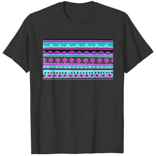 Bright Blue and purple tribal pattern T-shirt