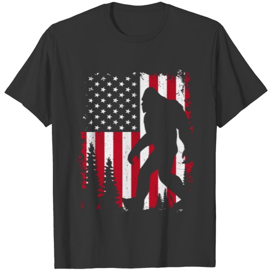 Bigfoot 4th of July  American USA Flag Patrio T-shirt