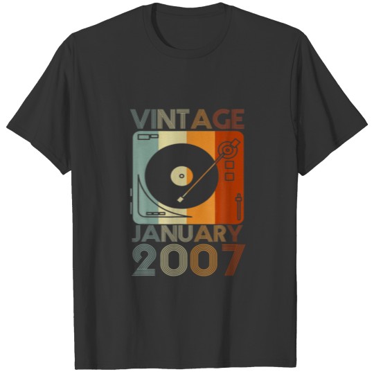 Retro January 2007 T 15Th Birthday Gift 15 Years O T-shirt