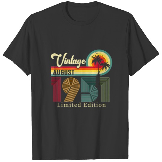 Vintage August 1951 Birthday On The Beach 71St T-shirt