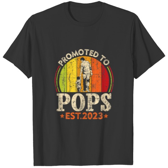 Mens Promoted To Pops Est 2023 Retro Vintage First T-shirt