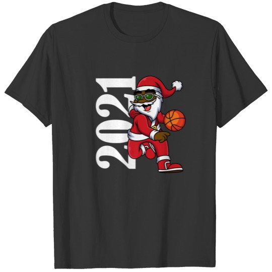 African American Santa Claus Basketball Christmas T-shirt
