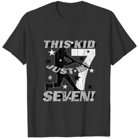 Kids 7Th Birthday Baseball Glove Kids 7 Year Old T-shirt