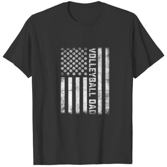 Vintage Volleyball Dad USA Flag Retro Fathers Day T-shirt