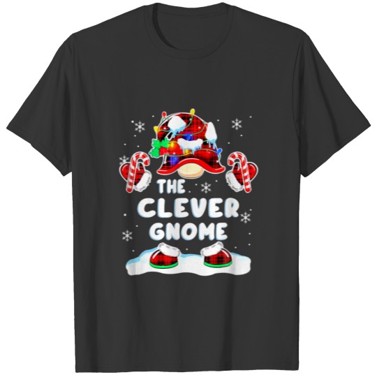 Clever Gnome Gnomies Red Plaid Matching Family Chr T-shirt