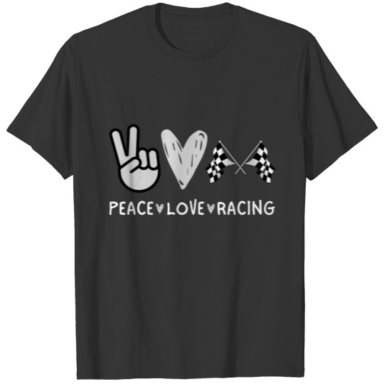 Peace Love Racing Race Flag, Racing Design T-shirt