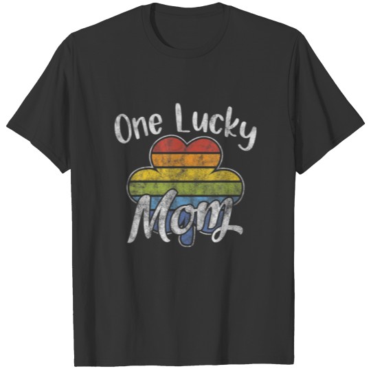One Lucky Mom Funny Striped Irish Clovers St Patri T-shirt